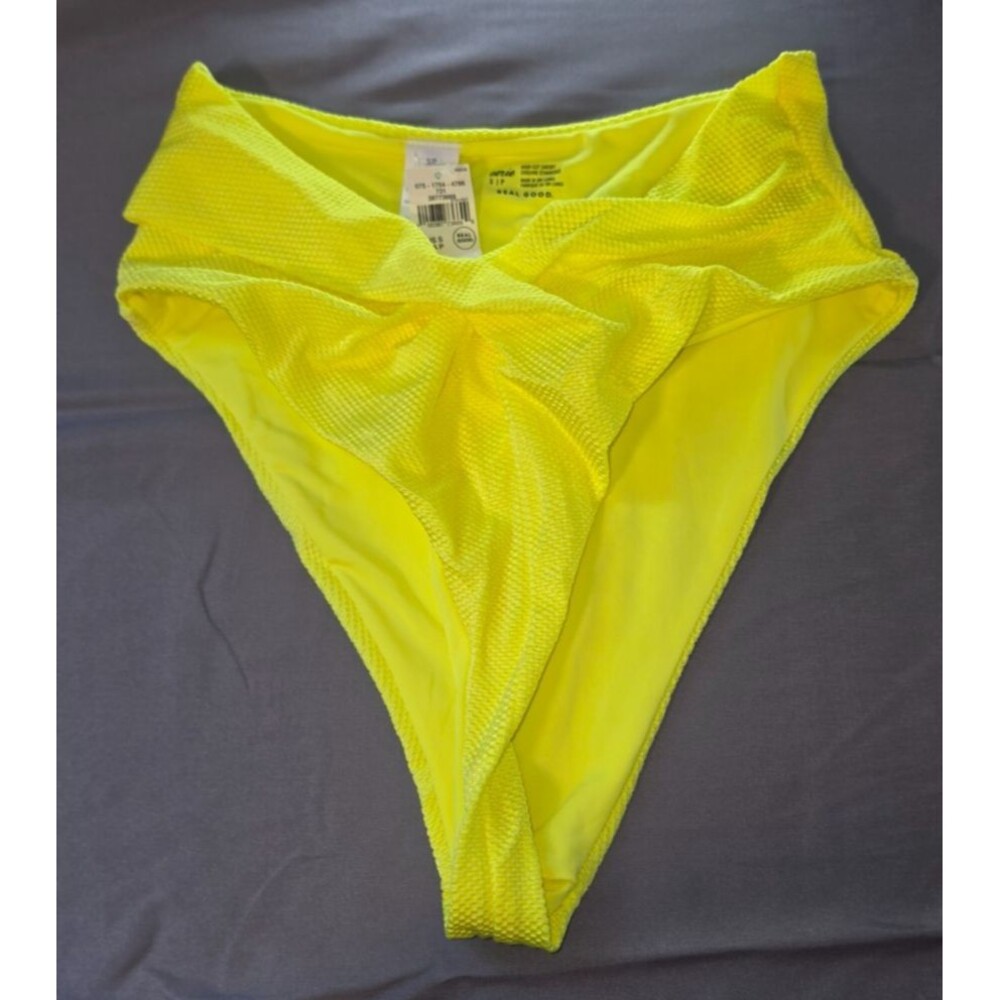 Aerie Neon Yellow High Cut Cheeky Swim Bathing Suit Bottom New Small S